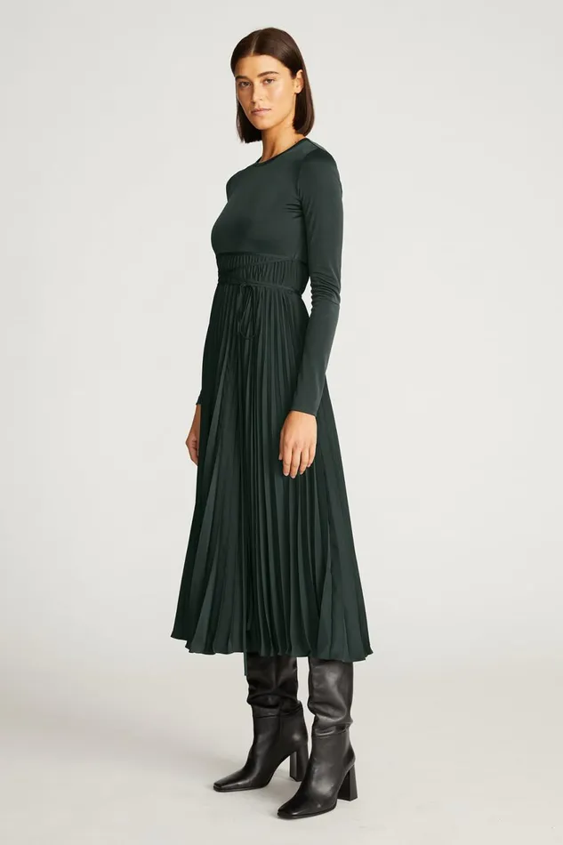 Dresses Women Halston Doreen Dress In Gloss Jersey Dark Khaki