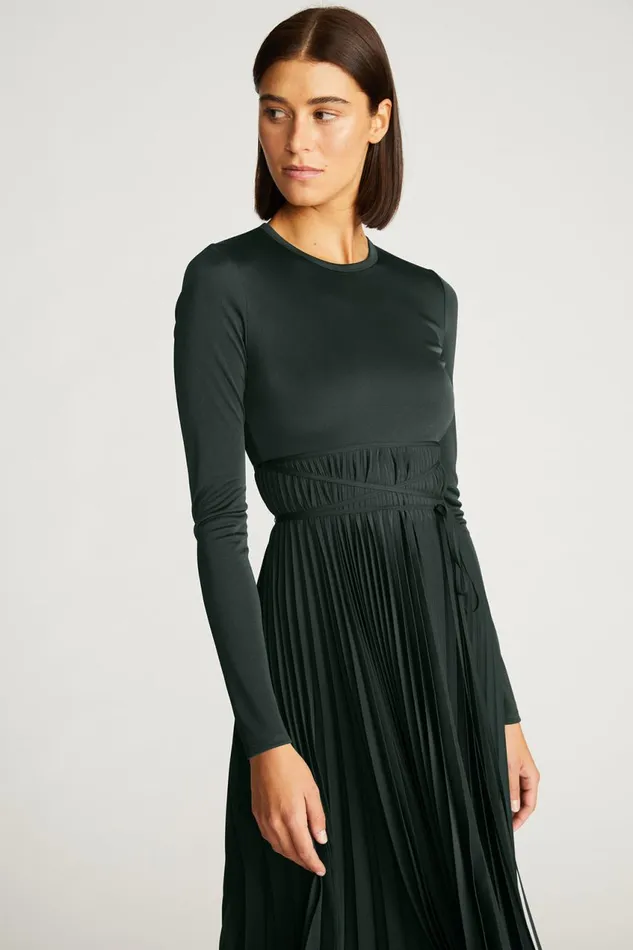 Dresses Women Halston Doreen Dress In Gloss Jersey Dark Khaki