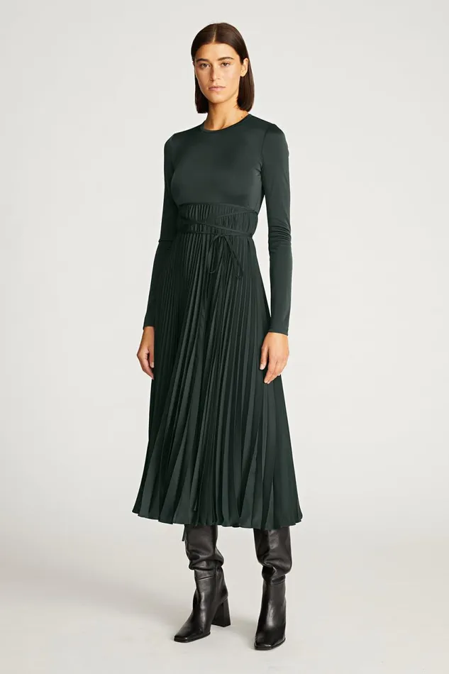 Dresses Women Halston Doreen Dress In Gloss Jersey Dark Khaki