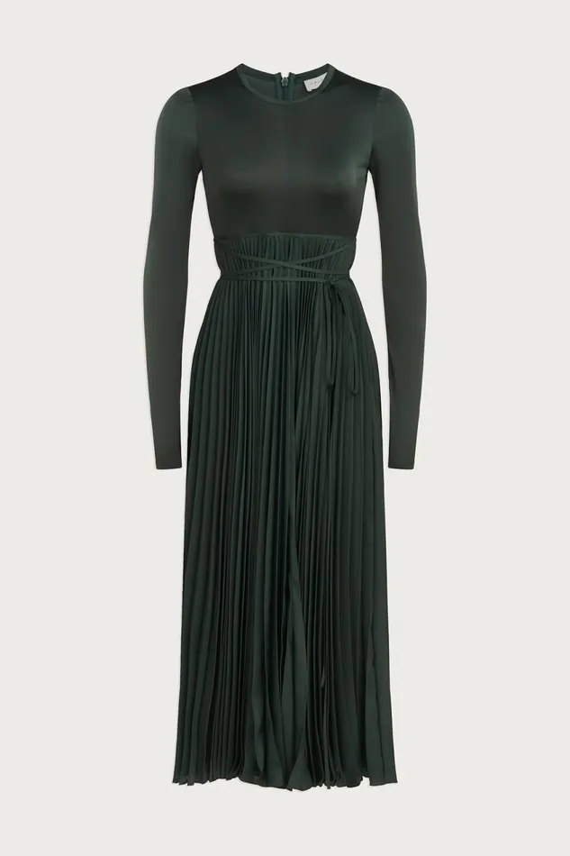 Dresses Women Halston Doreen Dress In Gloss Jersey Dark Khaki