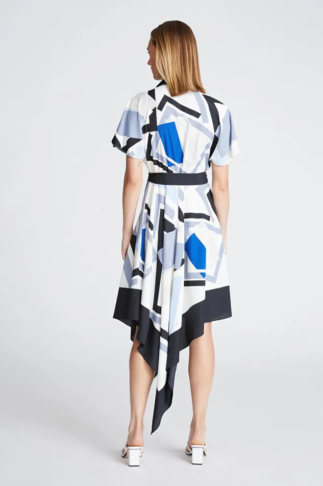 Dresses Women Halston Hadley Dress In Crepe De Chine Geometric Print