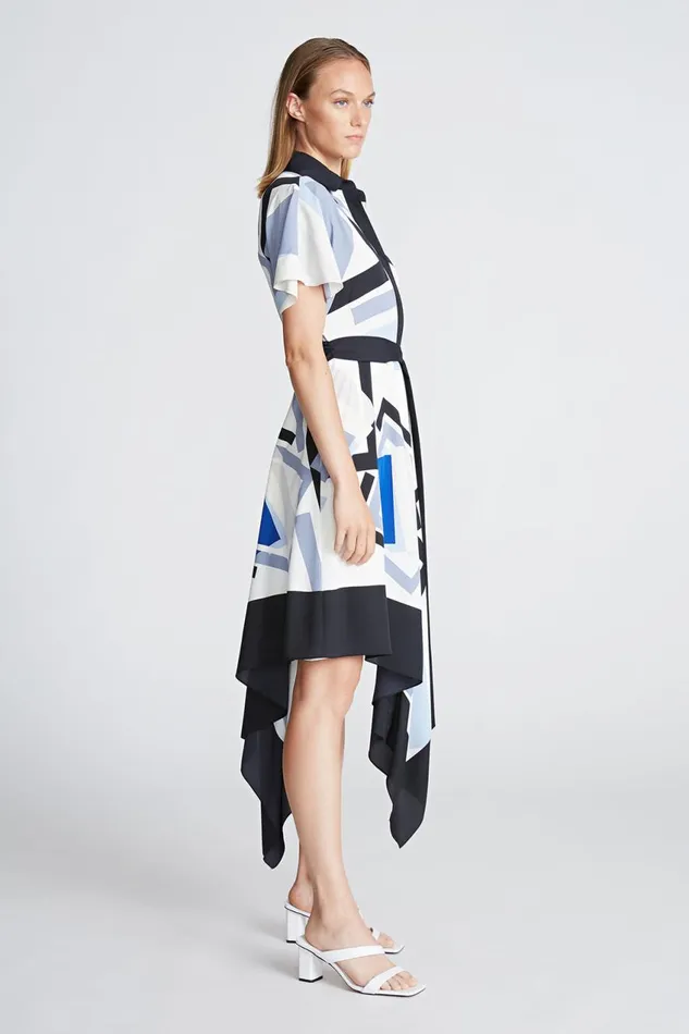 Dresses Women Halston Hadley Dress In Crepe De Chine Geometric Print