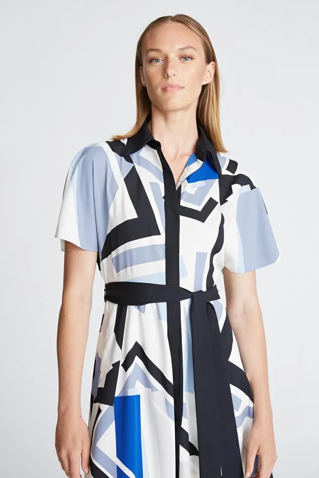 Dresses Women Halston Hadley Dress In Crepe De Chine Geometric Print