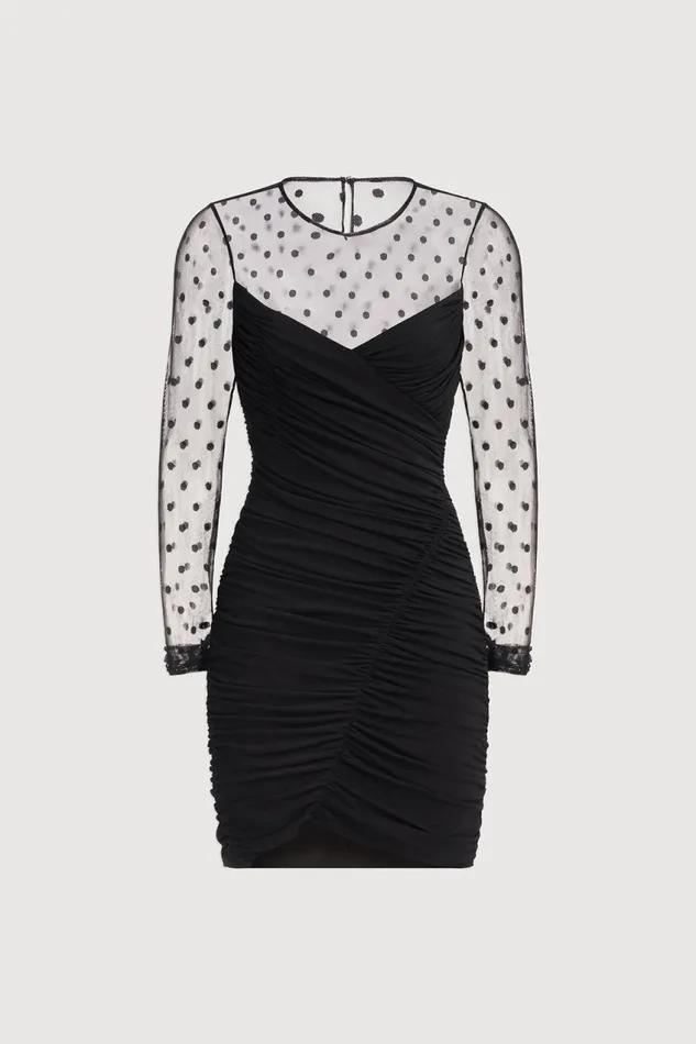 Dresses Women Halston Hilary Dress In Jersey and Mesh Black