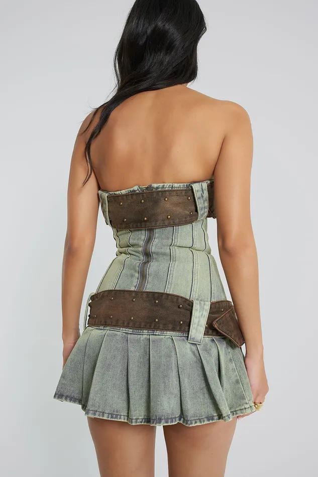 Dresses Women Jaded London Shop Chelsea Denim Kilt Mini Dress