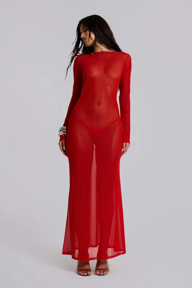 Dresses Women Jaded London Shop MESH MAXI DRESS WITH BACK DETAIL