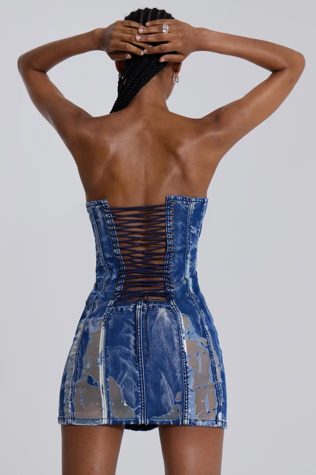 Dresses Women Jaded London Shop Zion Denim Corset Mini Dress