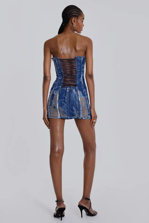 Dresses Women Jaded London Shop Zion Denim Corset Mini Dress