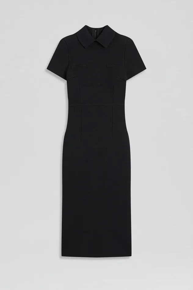 Dresses Women Scanlan Theodore CREPE KNIT COLLAR DRESS BLACK Dresses Women Scanlan Theodore CREPE KNIT COLLAR DRESS BLACK