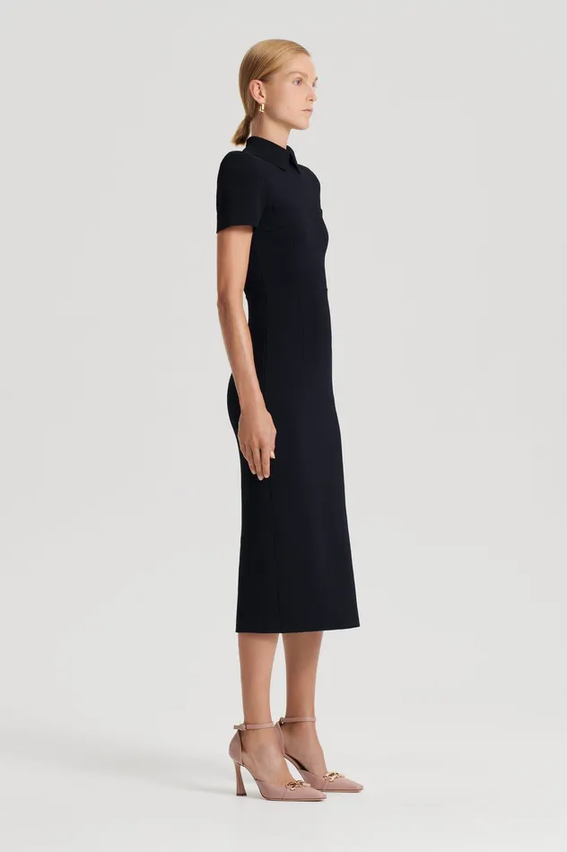 Dresses Women Scanlan Theodore CREPE KNIT COLLAR DRESS BLACK Dresses Women Scanlan Theodore CREPE KNIT COLLAR DRESS BLACK