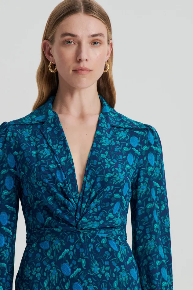 Dresses Women SILK BOTANICAL DRESS NAVY Scanlan Theodore Dresses Women SILK BOTANICAL DRESS NAVY Scanlan Theodore