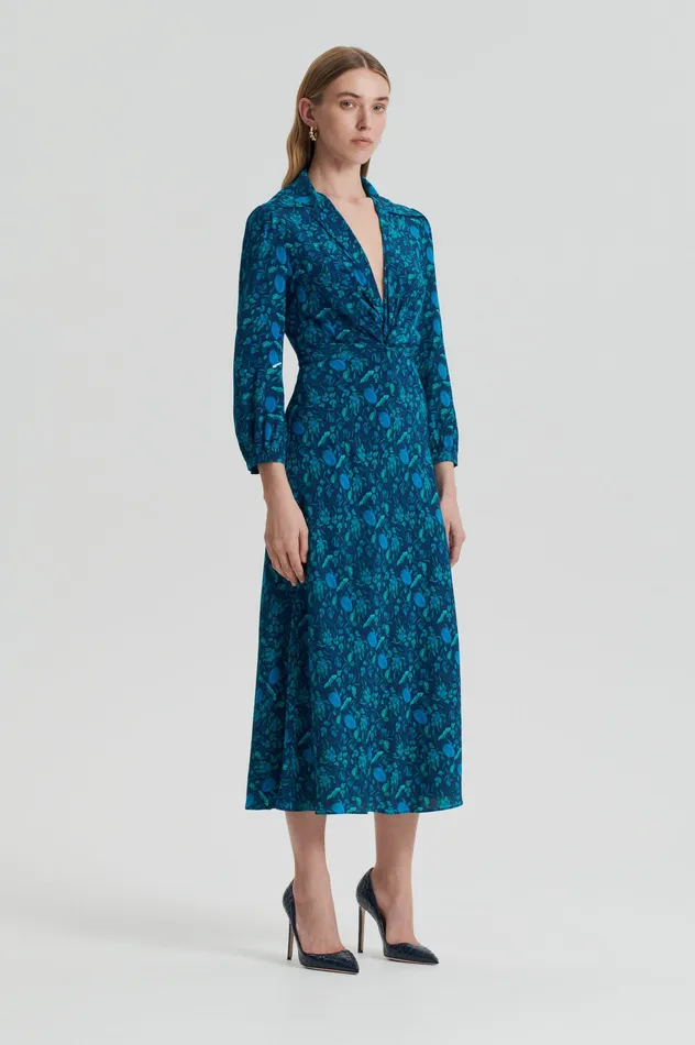 Dresses Women SILK BOTANICAL DRESS NAVY Scanlan Theodore Dresses Women SILK BOTANICAL DRESS NAVY Scanlan Theodore