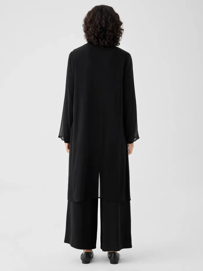 Eileen Fisher Extended Sizing 1X3X Crinkled Sheer Silk Classic Collar Jacket Black 8211 Shop