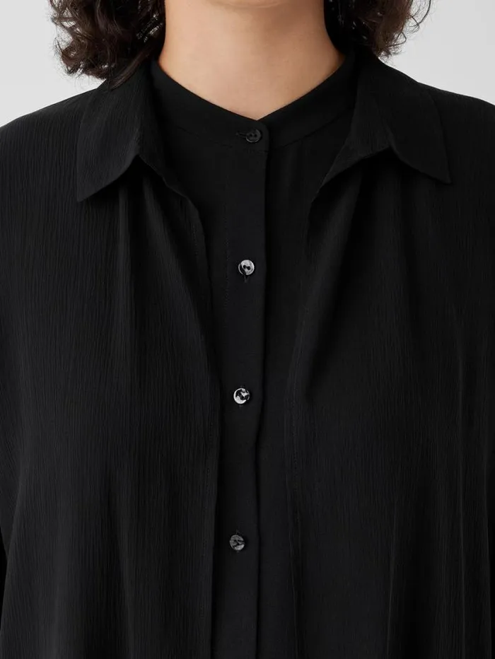 Eileen Fisher Extended Sizing 1X3X Crinkled Sheer Silk Classic Collar Jacket Black 8211 Shop