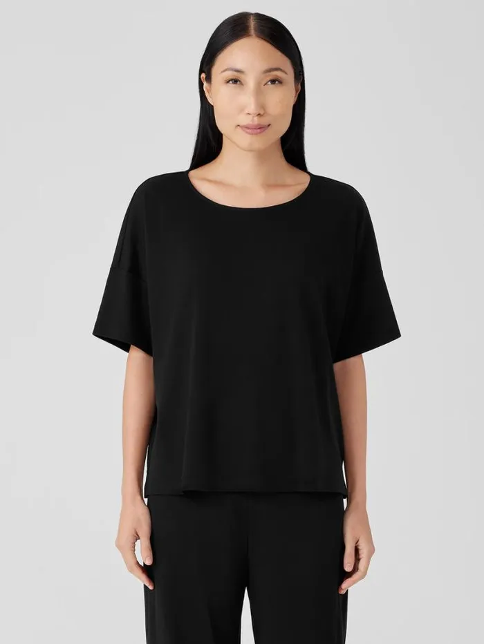Eileen Fisher Extended Sizing 1X3X Organic Cotton Interlock Sleep Tee Black 8211 Shop
