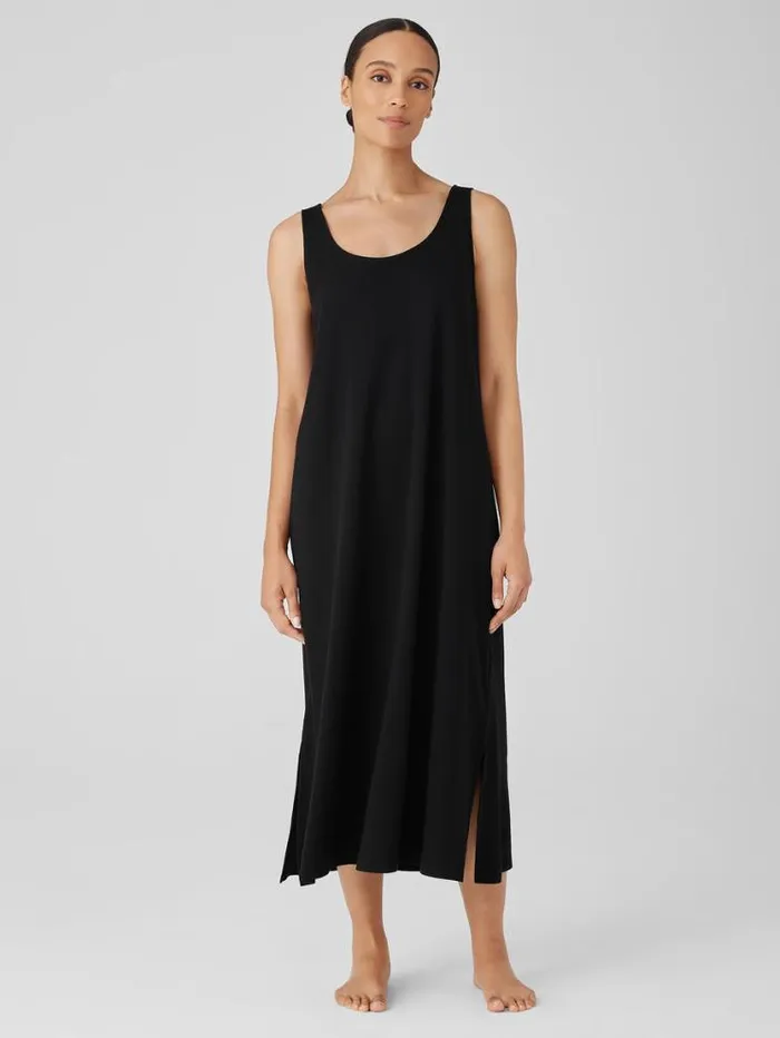 Eileen Fisher Extended Sizing 1X3X Organic Cotton Interlock Tank Sleep Dress Black 8211 Shop