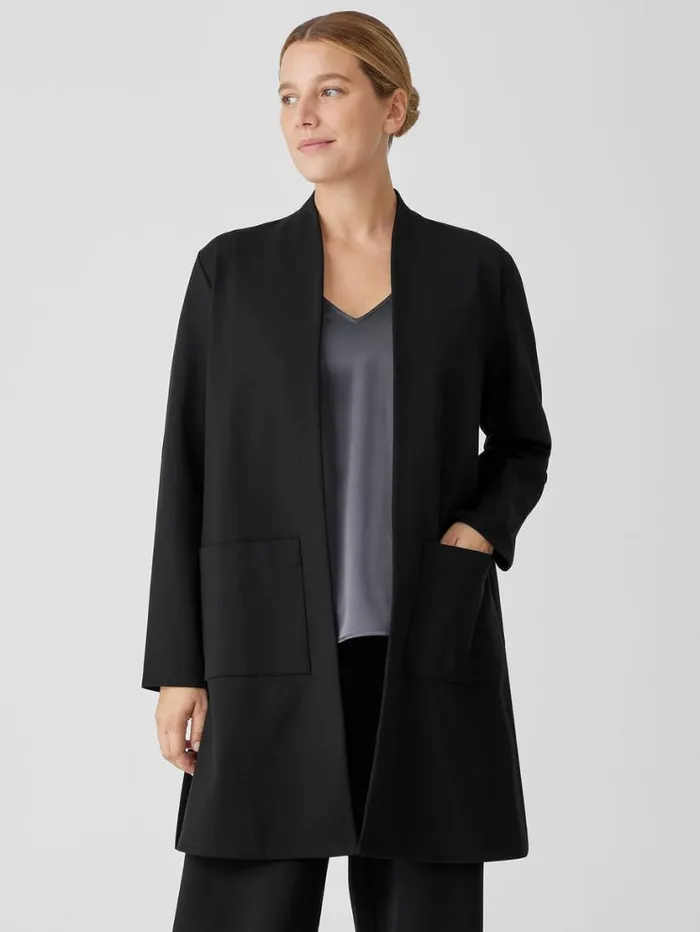 Eileen Fisher Jackets Coats and Vests Washable Flex Ponte Long Jacket Black 8211 Shop