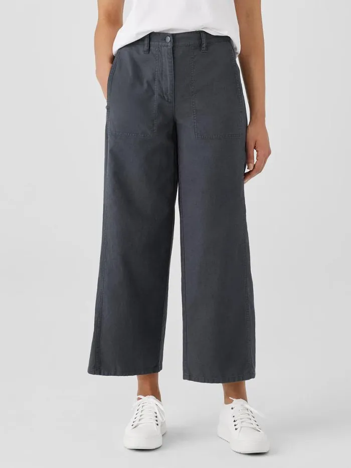 Eileen Fisher Pants Shorts and Jumpsuits Cotton Hemp Stretch WideLeg Pant Black 8211 Shop