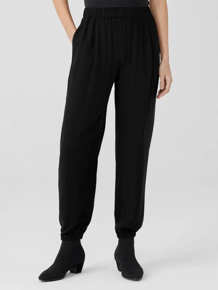 Eileen Fisher Pants Shorts and Jumpsuits Silk Georgette Crepe Jogger Pant Black 8211 Shop