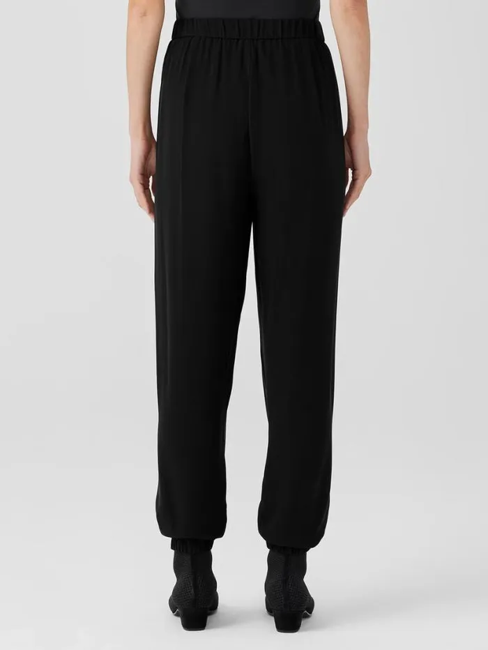Eileen Fisher Pants Shorts and Jumpsuits Silk Georgette Crepe Jogger Pant Black 8211 Shop