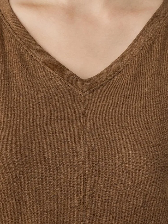 Eileen Fisher Petite Organic Linen Jersey VNeck Tee Bronze 8211 Shop