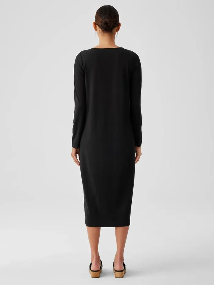 Eileen Fisher Petite Stretch Jersey Knit Jewel Neck Dress Black 8211 Shop