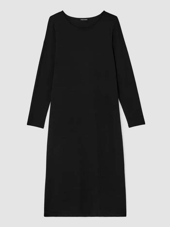 Eileen Fisher Petite Stretch Jersey Knit Jewel Neck Dress Black 8211 Shop