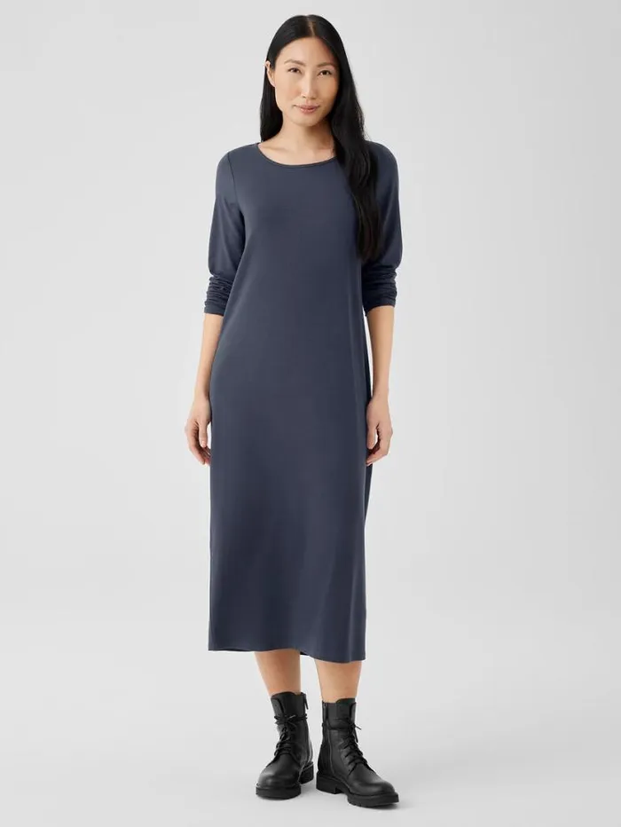 Eileen Fisher Petite Stretch Jersey Knit Jewel Neck Dress Ocean 8211 Shop