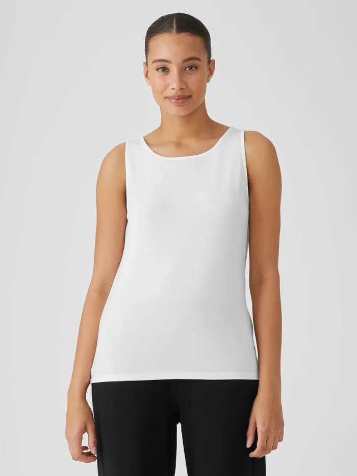Eileen Fisher Petite Stretch Jersey Knit Jewel Neck Tank White 8211 Shop
