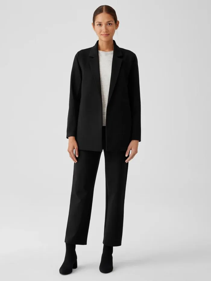 Eileen Fisher Petite Washable Flex Ponte Notch Collar Long Blazer Black 8211 Shop