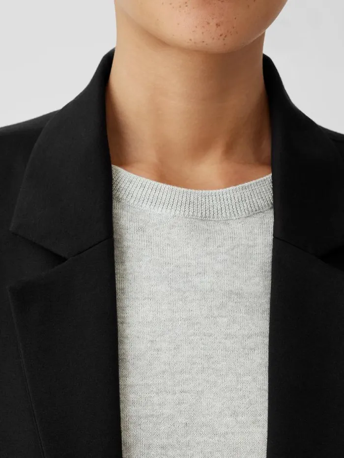 Eileen Fisher Petite Washable Flex Ponte Notch Collar Long Blazer Black 8211 Shop
