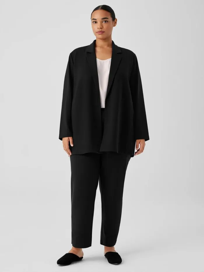 Eileen Fisher Petite Washable Flex Ponte Notch Collar Long Blazer Black 8211 Shop