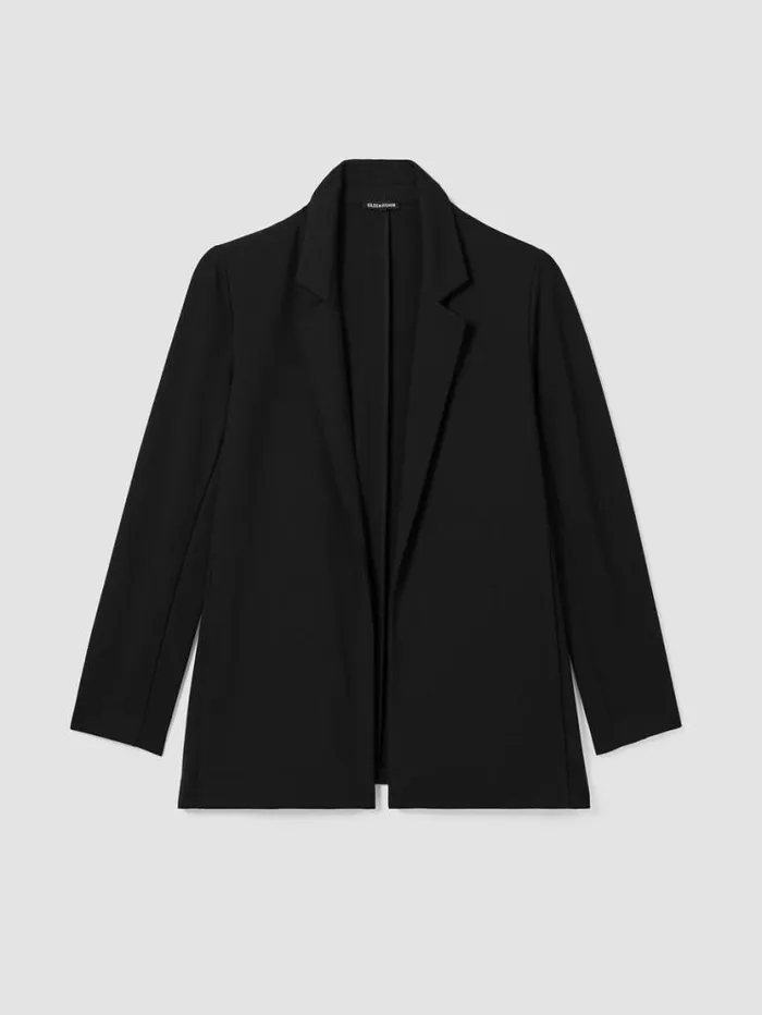Eileen Fisher Petite Washable Flex Ponte Notch Collar Long Blazer Black 8211 Shop