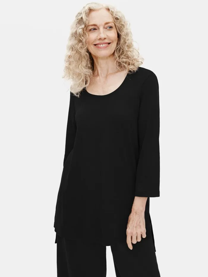 Eileen Fisher Sleepwear Organic Cotton Interlock Long Sleep Top Black 8211 Shop