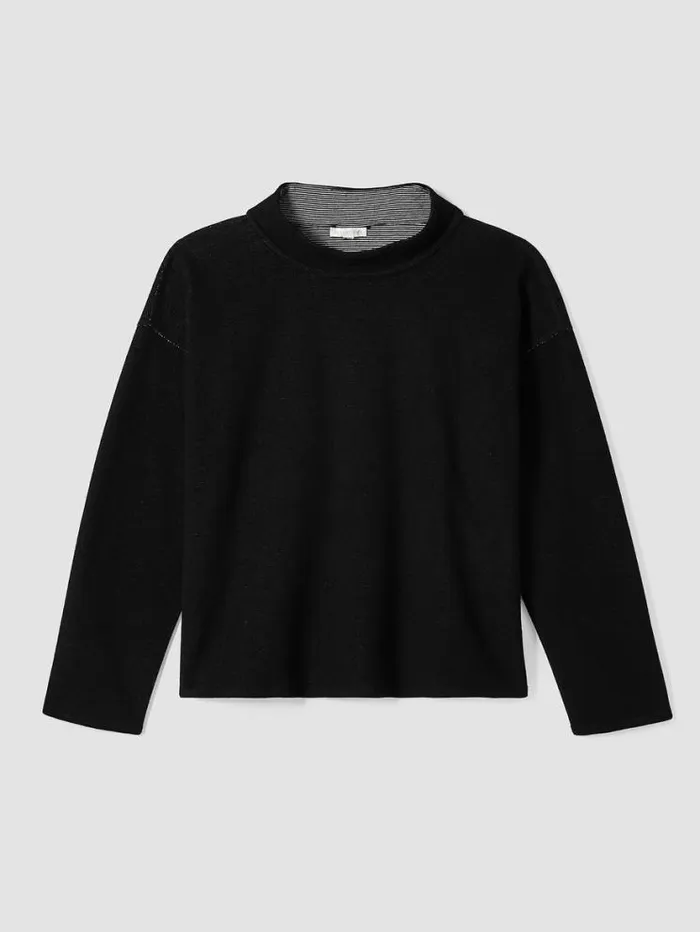 Eileen Fisher Tops and Tees Doubleknit Organic Cotton Stripe Reversible Top Black 8211 Shop