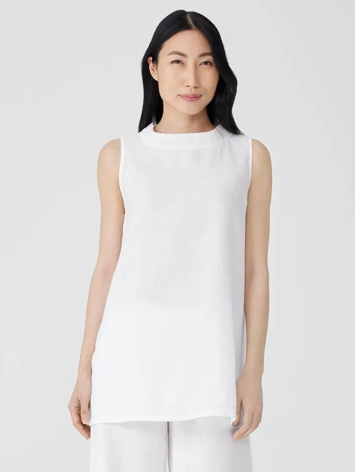 Eileen Fisher Tops and Tees Handkerchief Linen Mock Neck Top Black 8211 Shop