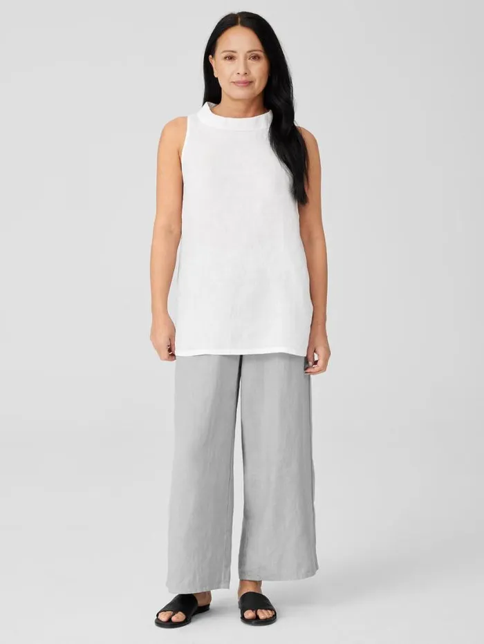 Eileen Fisher Tops and Tees Handkerchief Linen Mock Neck Top Black 8211 Shop