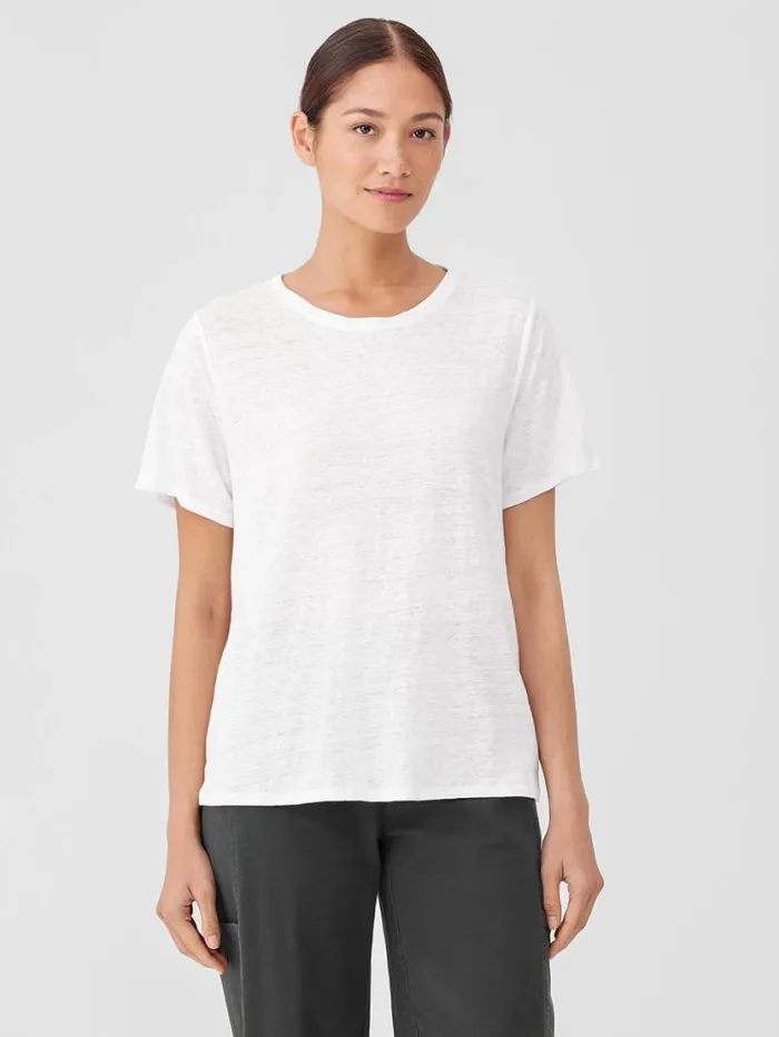 Eileen Fisher Tops and Tees Organic Linen Jersey Crew Neck Tee White 8211 Shop