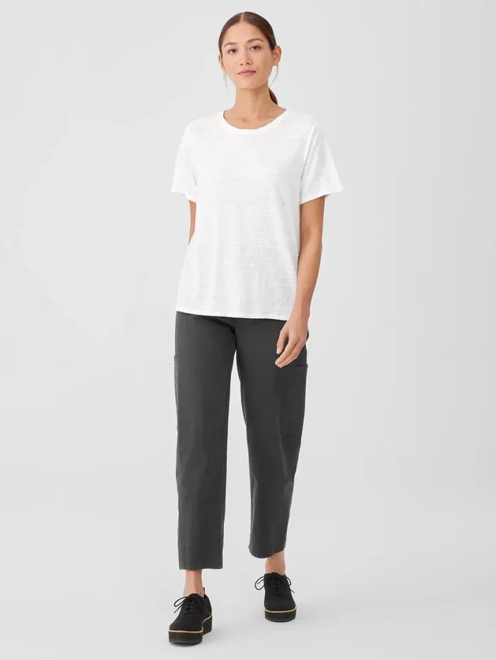 Eileen Fisher Tops and Tees Organic Linen Jersey Crew Neck Tee White 8211 Shop