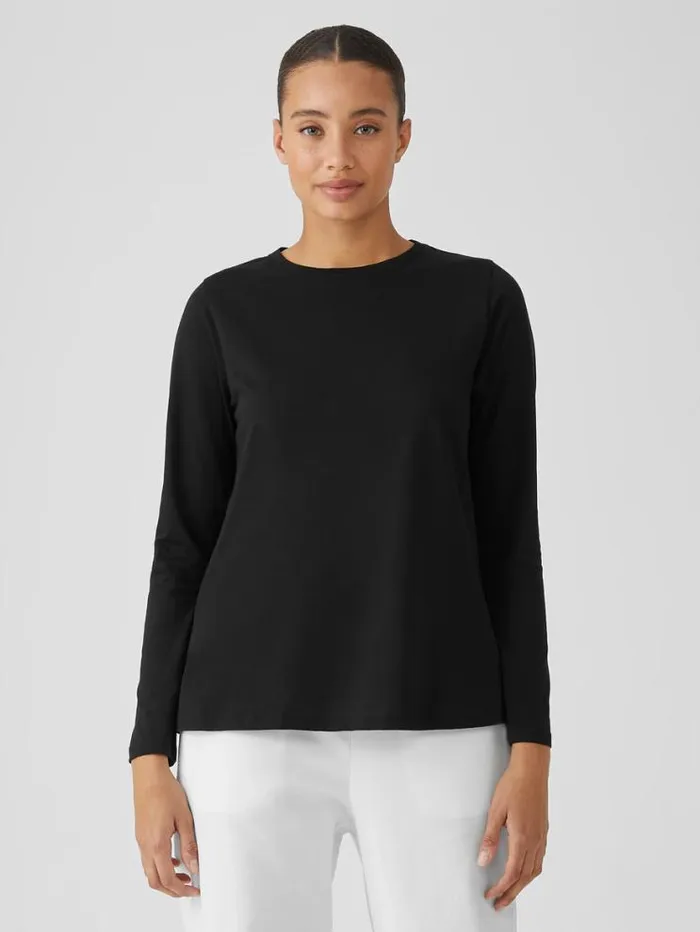 Eileen Fisher Tops and Tees Organic Pima Cotton Jersey Round Neck Top Black 8211 Shop