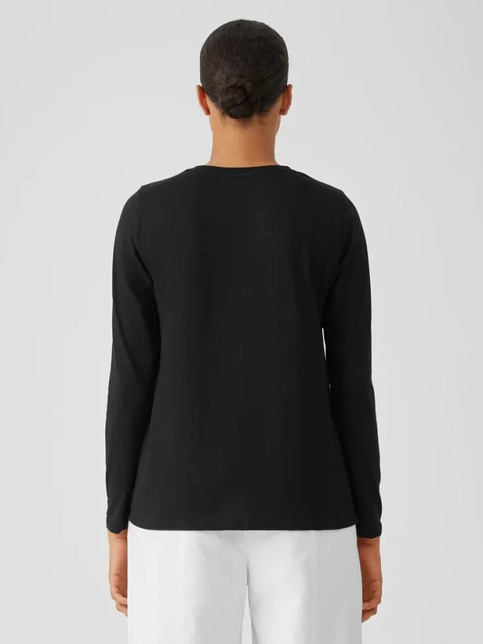 Eileen Fisher Tops and Tees Organic Pima Cotton Jersey Round Neck Top Black 8211 Shop