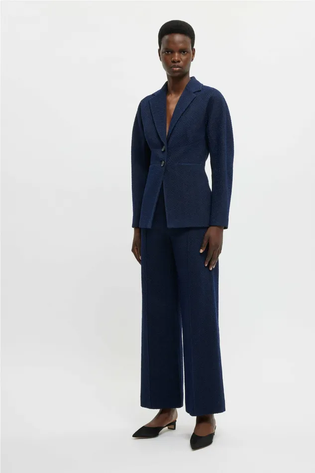 Emilia Wickstead Daffy Trousers In Dark Navy Cotton Boucle Women Trousers