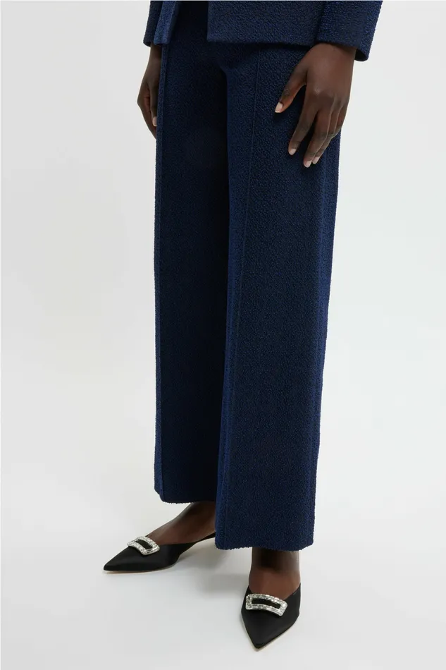 Emilia Wickstead Daffy Trousers In Dark Navy Cotton Boucle Women Trousers Emilia Wickstead Daffy Trousers In Dark Navy Cotton Boucle Women Trousers