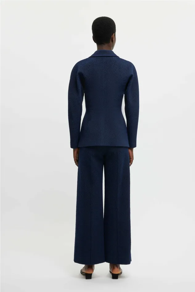 Emilia Wickstead Daffy Trousers In Dark Navy Cotton Boucle Women Trousers Emilia Wickstead Daffy Trousers In Dark Navy Cotton Boucle Women Trousers