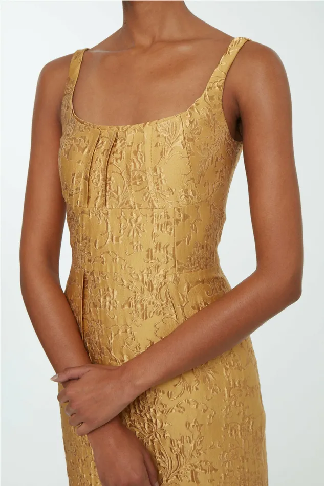 Emilia Wickstead Dresses Women Sharon Dress In Gold Wallpaper Jacquard Emilia Wickstead Dresses Women Sharon Dress In Gold Wallpaper Jacquard