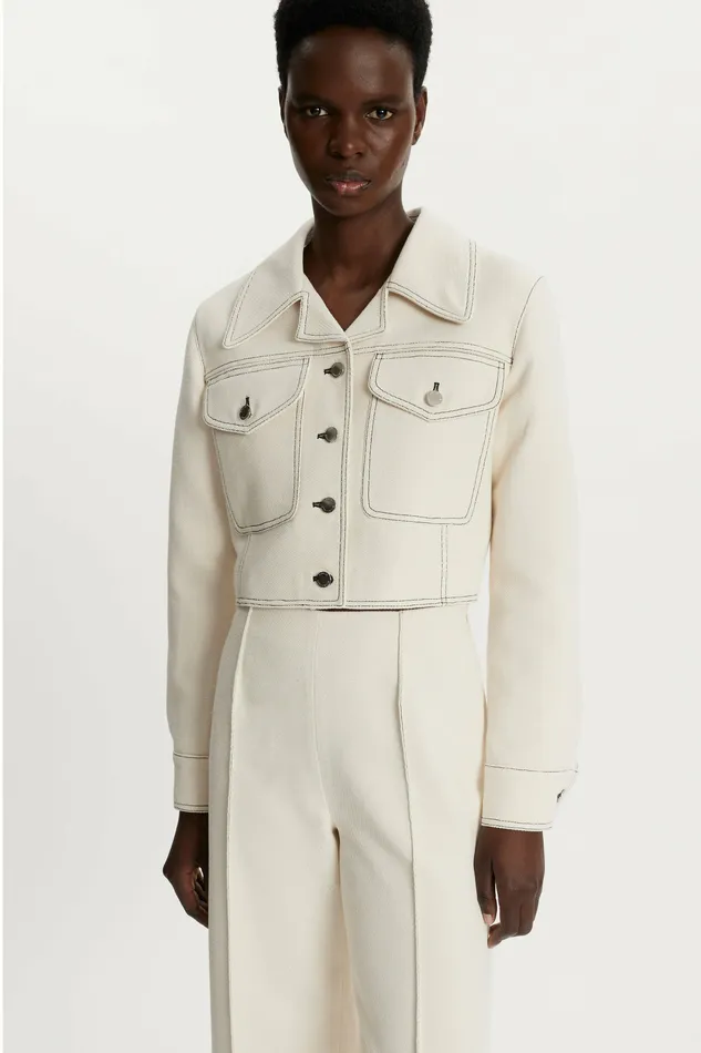 Emilia Wickstead Nics Ivory Denim Jacket Women Jackets And Coats