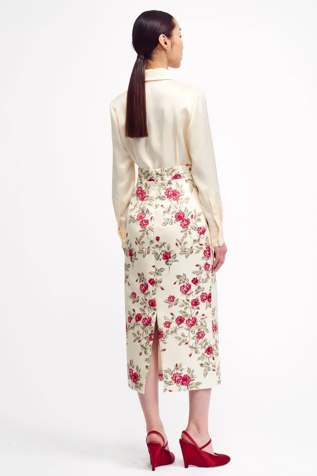 Emilia Wickstead Ravanne Ivory Crushed Satin Shirt Women Shirts and Tops Emilia Wickstead Ravanne Ivory Crushed Satin Shirt Women Shirts and Tops