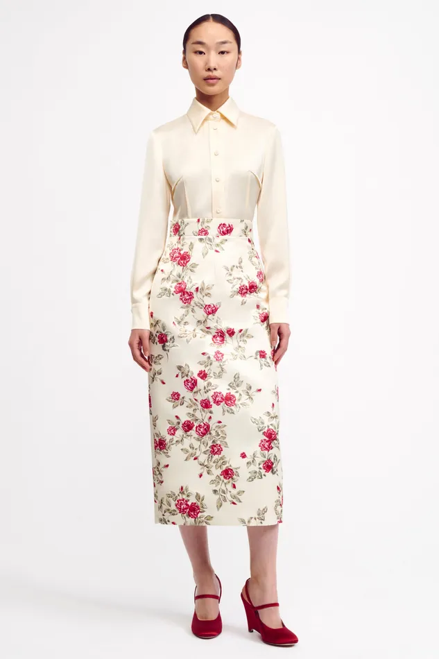 Emilia Wickstead Ravanne Ivory Crushed Satin Shirt Women Shirts and Tops Emilia Wickstead Ravanne Ivory Crushed Satin Shirt Women Shirts and Tops