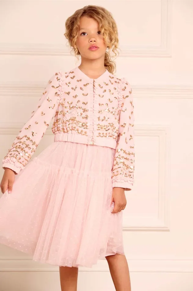 Emily Lace Georgette Bomber Jacket Pink Kids Needle and Thread Kids Daywear