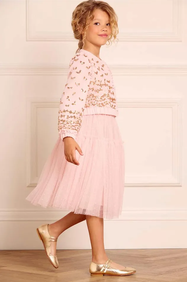 Emily Lace Georgette Bomber Jacket Pink Kids Needle and Thread Kids Daywear